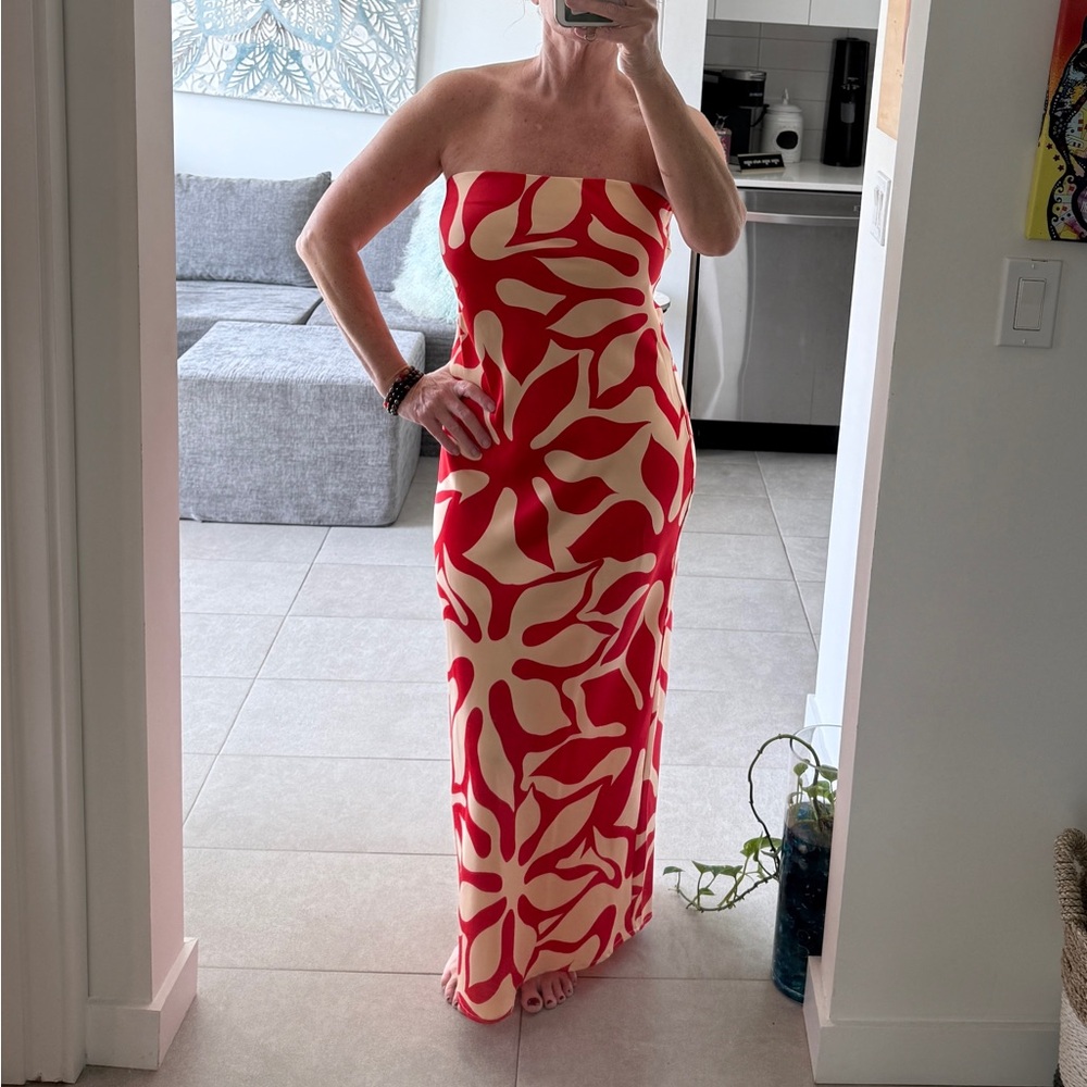 Tube Dress Red/Beige